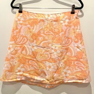Hollister Orange Floral Mini Skirt